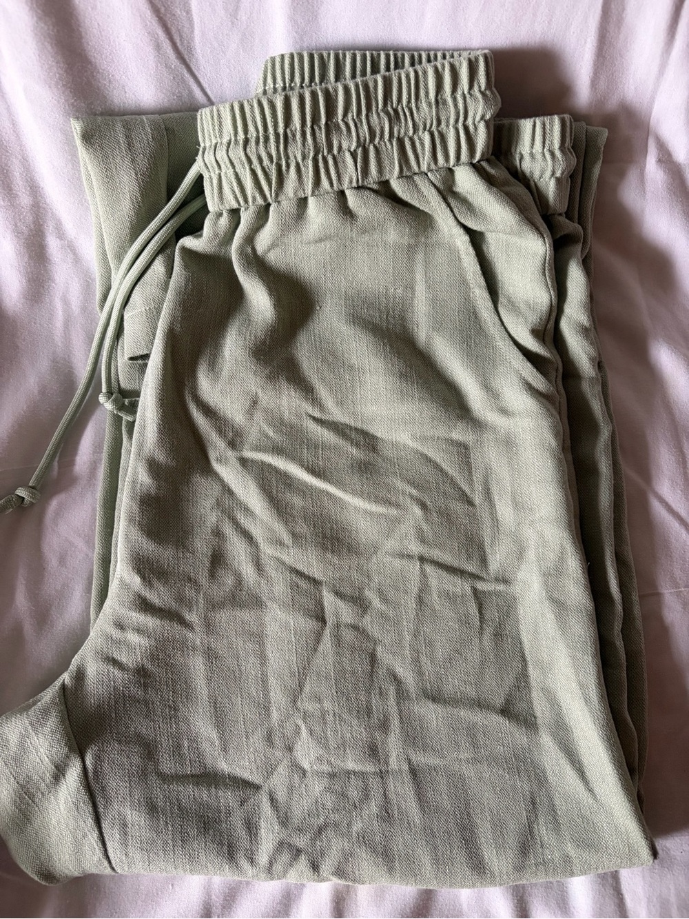 HALARA Wide-Leg Drawstring Pants in Sage